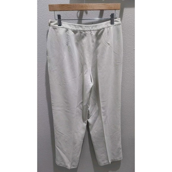Tommy Bahama‎ Ivory Pants Silk Size 8 Womens Wide Leg Hip Zip - Picture 4 of 9